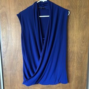 For Cynthia Royal Blue Sleeveless Wrap Blouse